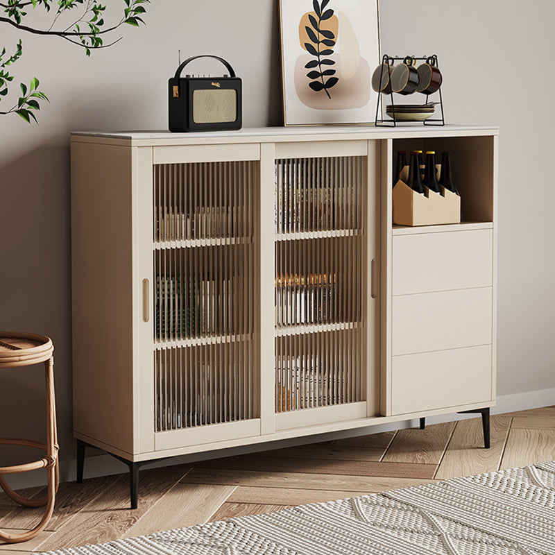 Contemporary Adjustable Shelving Sideboard Open Storage Server with Glass Doors