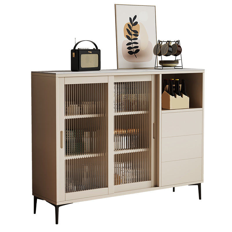 Contemporary Adjustable Shelving Sideboard Open Storage Server with Glass Doors