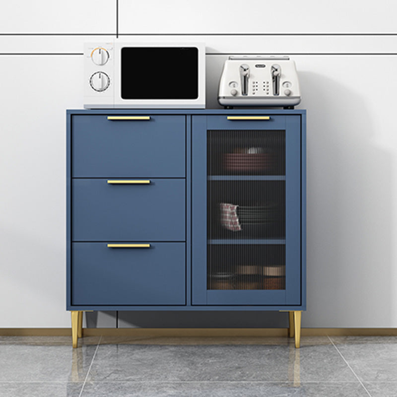 Glam Engineered Wood Sideboard Glass Doors Sideboard with Gold Legs