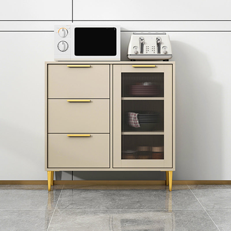 Glam Engineered Wood Sideboard Glass Doors Sideboard with Gold Legs