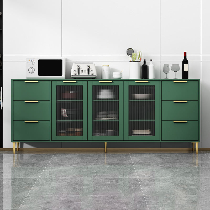 Glam Engineered Wood Sideboard Glass Doors Sideboard with Gold Legs