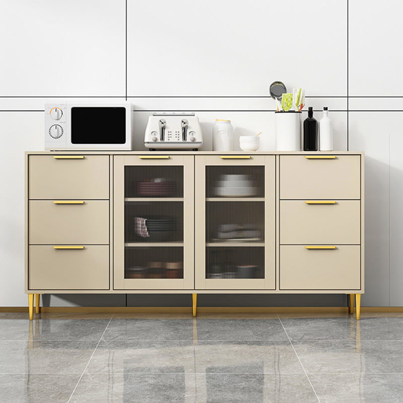 Glam Engineered Wood Sideboard Glass Doors Sideboard with Gold Legs