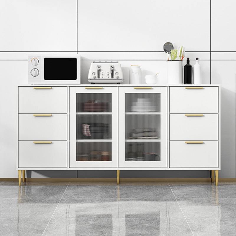 Glam Engineered Wood Sideboard Glass Doors Sideboard with Gold Legs