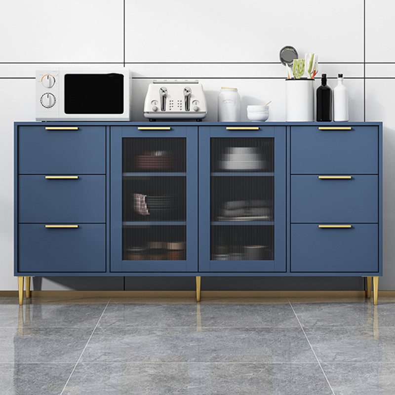 Glam Engineered Wood Sideboard Glass Doors Sideboard with Gold Legs