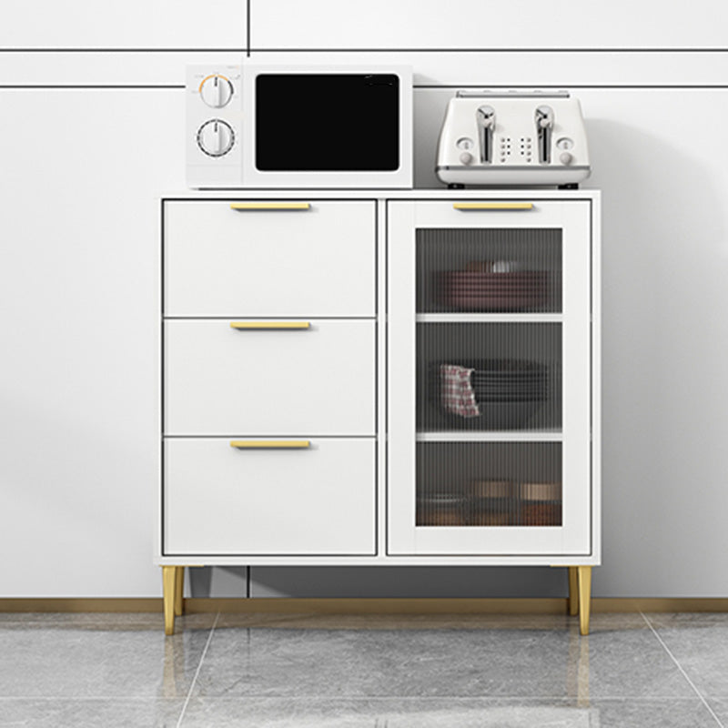 Glam Engineered Wood Sideboard Glass Doors Sideboard with Gold Legs