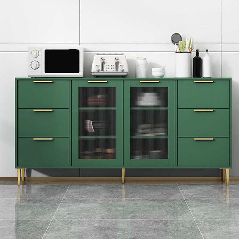 Glam Engineered Wood Sideboard Glass Doors Sideboard with Gold Legs