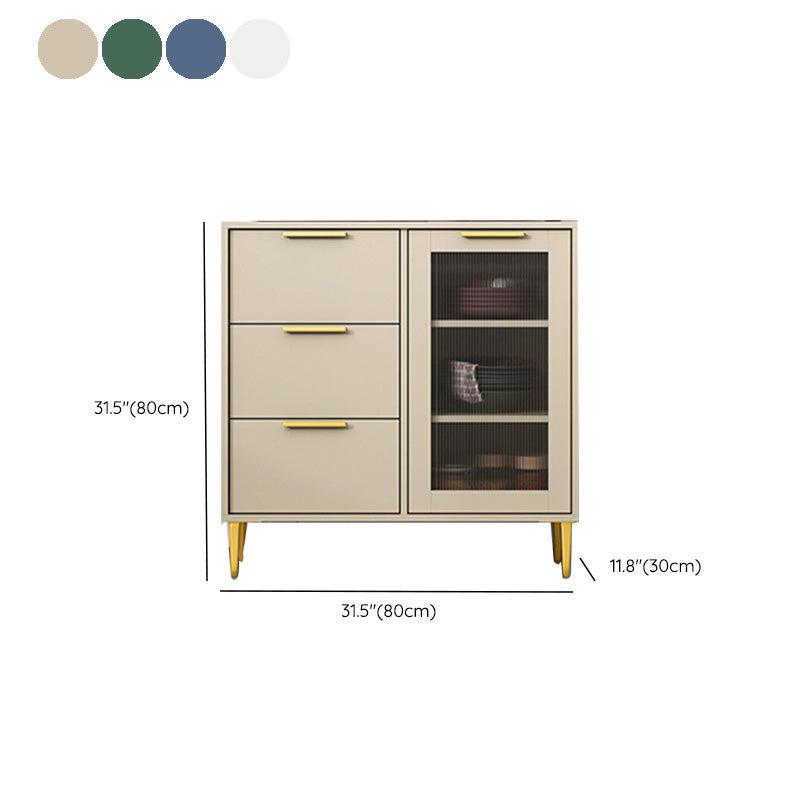 Glam Engineered Wood Sideboard Glass Doors Sideboard with Gold Legs