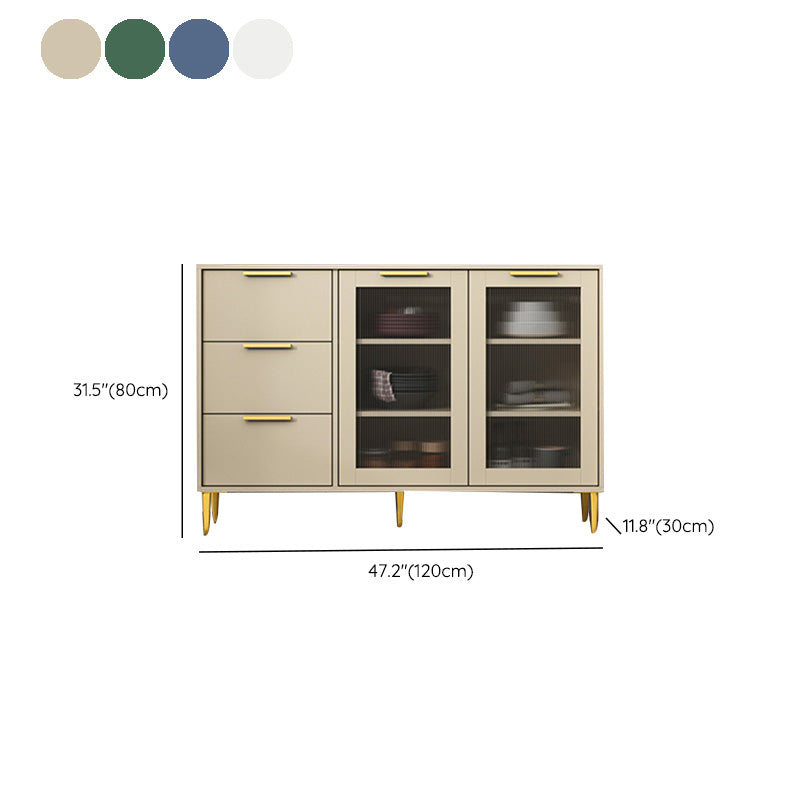 Glam Engineered Wood Sideboard Glass Doors Sideboard with Gold Legs