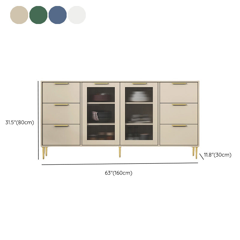 Glam Engineered Wood Sideboard Glass Doors Sideboard with Gold Legs