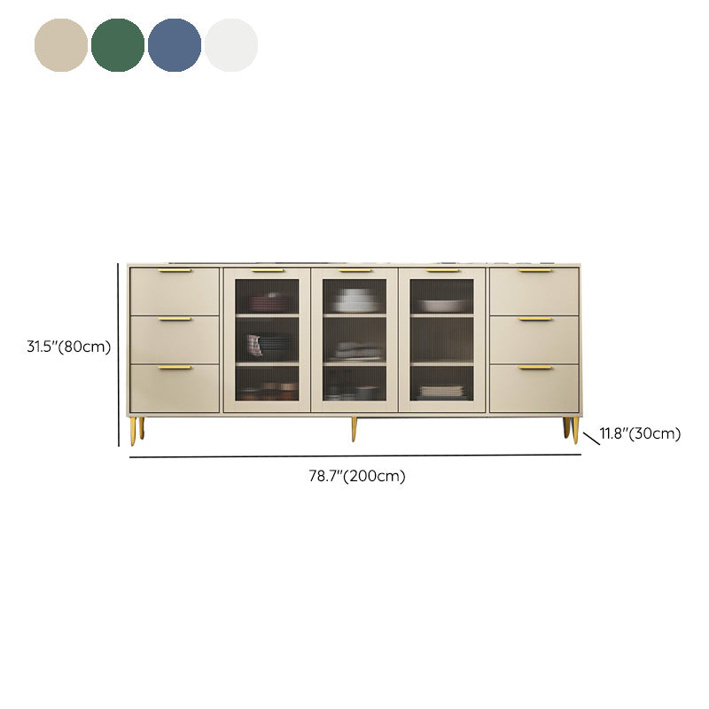 Glam Engineered Wood Sideboard Glass Doors Sideboard with Gold Legs