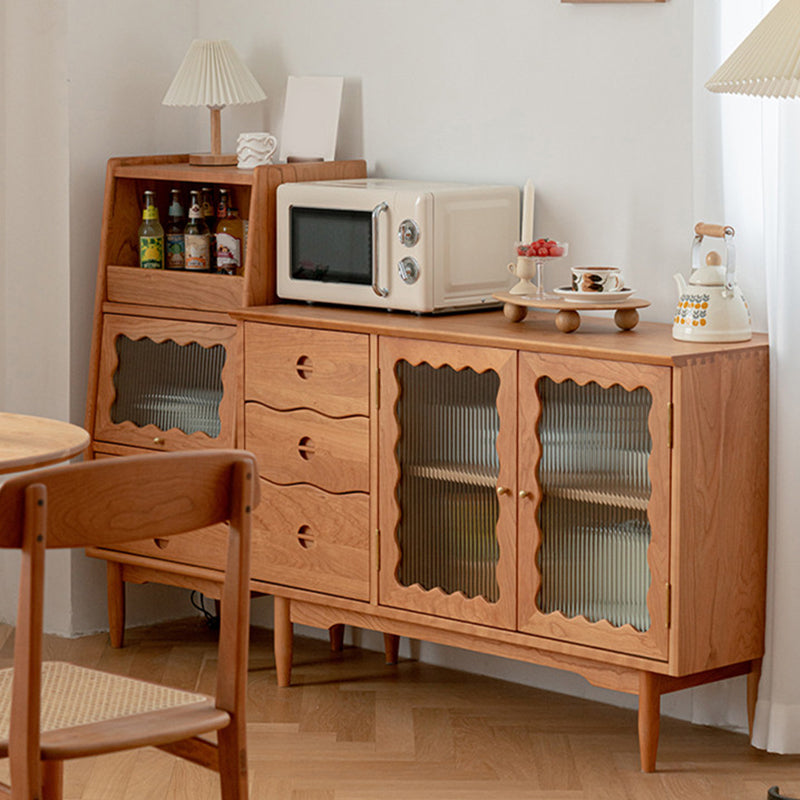 Pine Solid Wood Dining Server with Drawers Contemporary Buffet Table