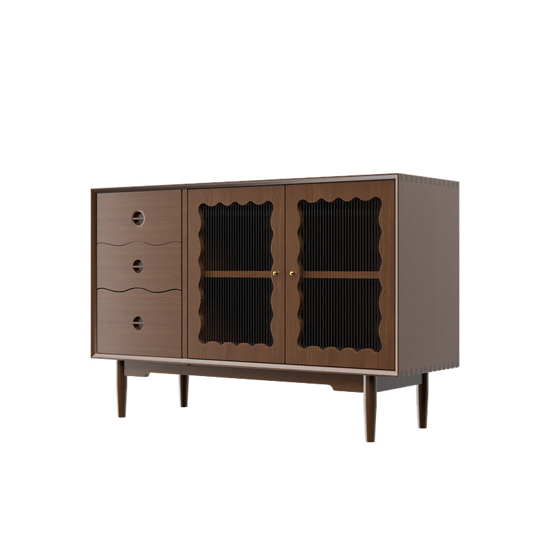 Pine Solid Wood Dining Server with Drawers Contemporary Buffet Table