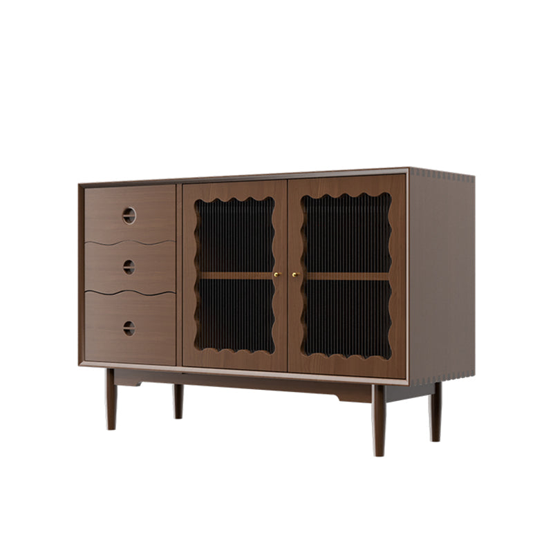 Pine Solid Wood Dining Server with Drawers Contemporary Buffet Table