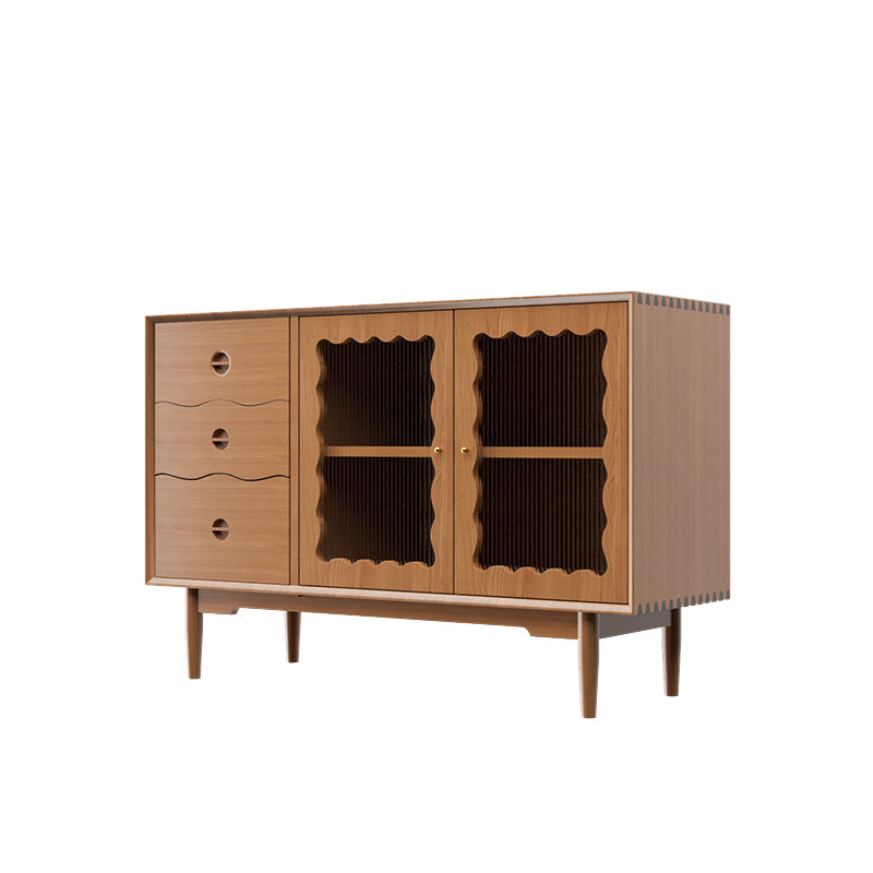 Pine Solid Wood Dining Server with Drawers Contemporary Buffet Table