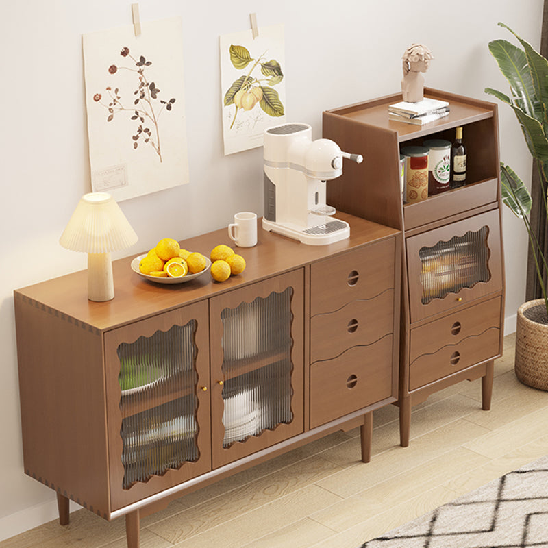 Pine Solid Wood Dining Server with Drawers Contemporary Buffet Table