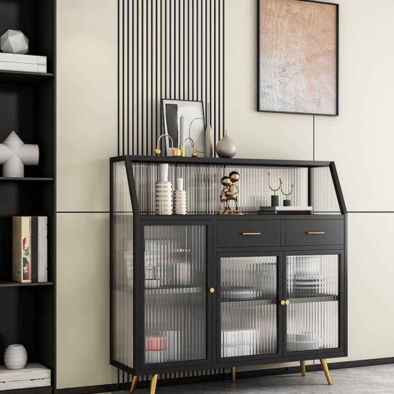 Matte Finish Dining Server with Gold Metal Legs Modern Sideboard for Dining Room