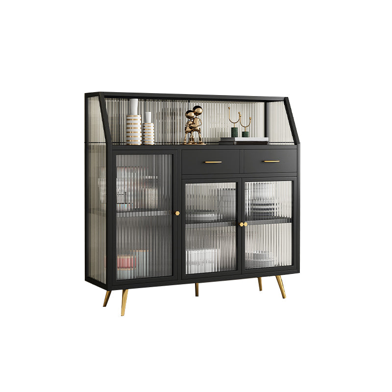 Matte Finish Dining Server with Gold Metal Legs Modern Sideboard for Dining Room