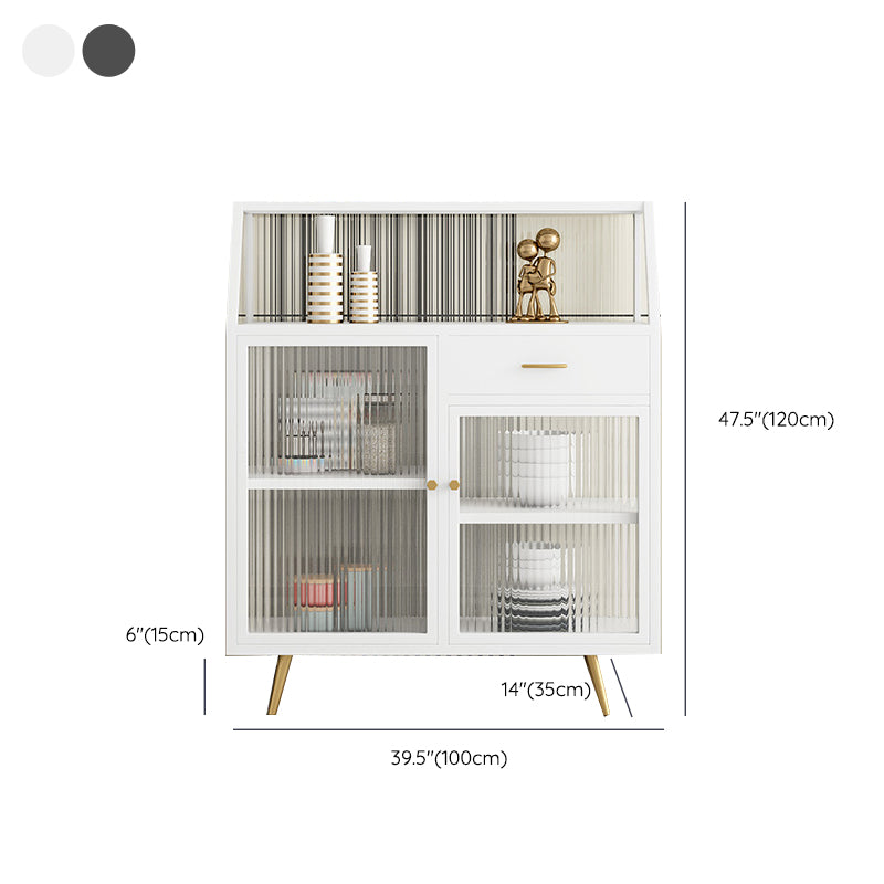 Matte Finish Dining Server with Gold Metal Legs Modern Sideboard for Dining Room