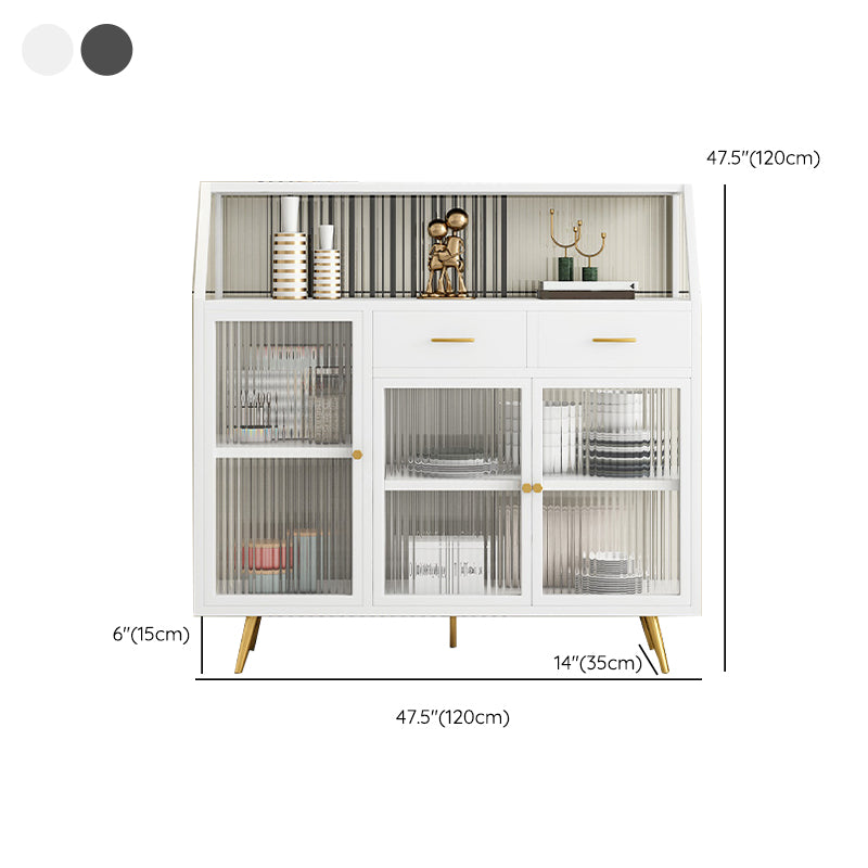 Matte Finish Dining Server with Gold Metal Legs Modern Sideboard for Dining Room