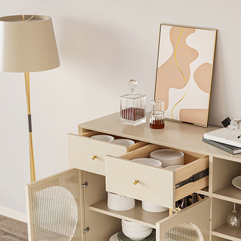 Engineered Wood Sideboard Table with Drawers Glam Dining Server