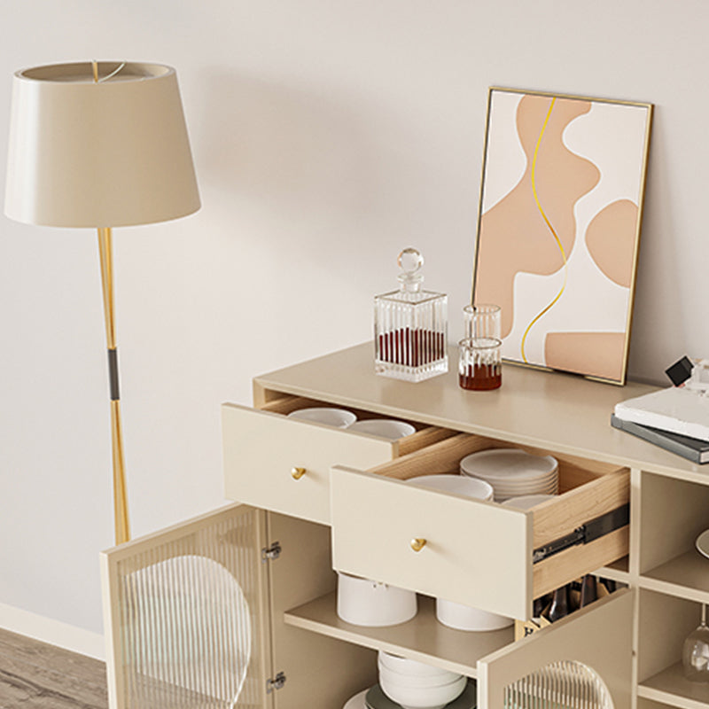 Engineered Wood Sideboard Table with Drawers Glam Dining Server