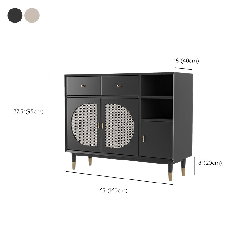 Engineered Wood Sideboard Table with Drawers Glam Dining Server