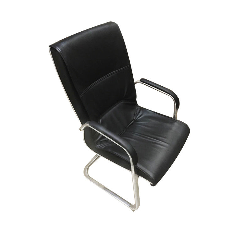 No Distressing Leather Office Chair High Back Fixed Arms Chair