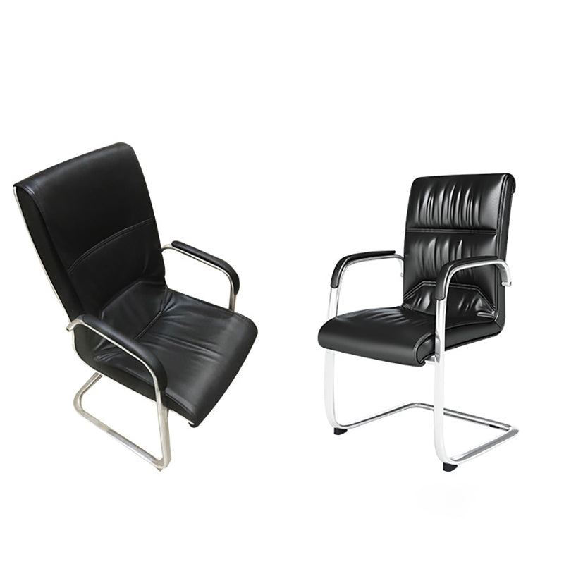 No Distressing Leather Office Chair High Back Fixed Arms Chair