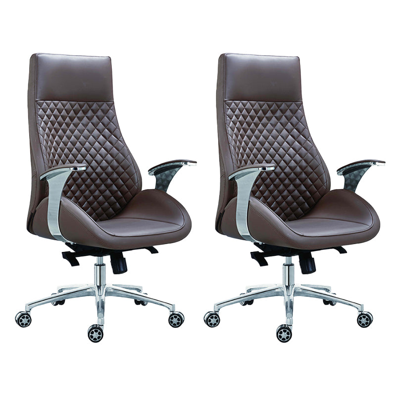 Fixed Arms Swivel Office Chair Faux Leather and Chrome Frame Managers Chair