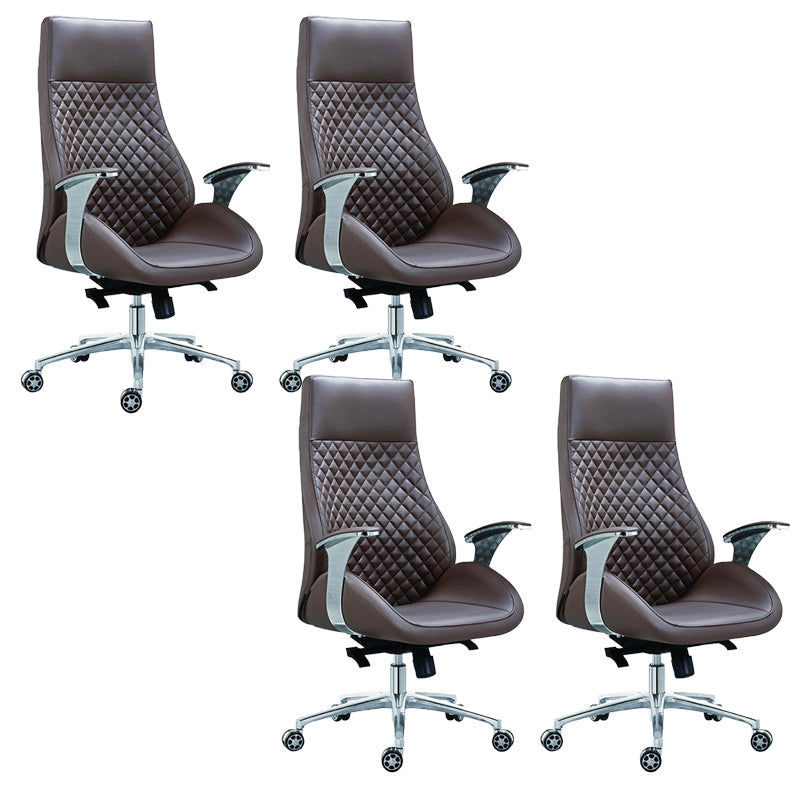 Fixed Arms Swivel Office Chair Faux Leather and Chrome Frame Managers Chair