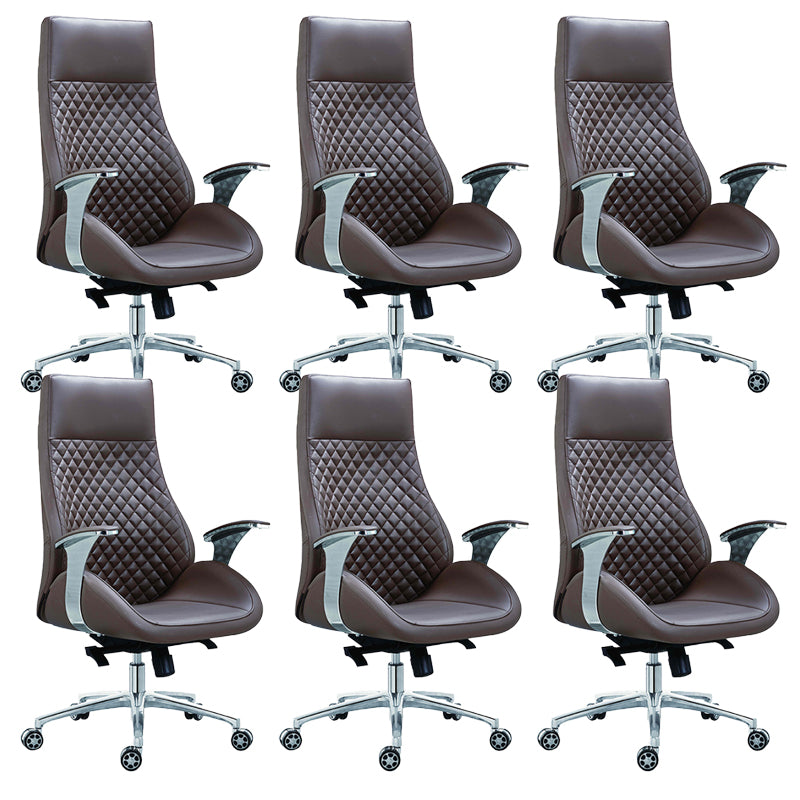 Fixed Arms Swivel Office Chair Faux Leather and Chrome Frame Managers Chair