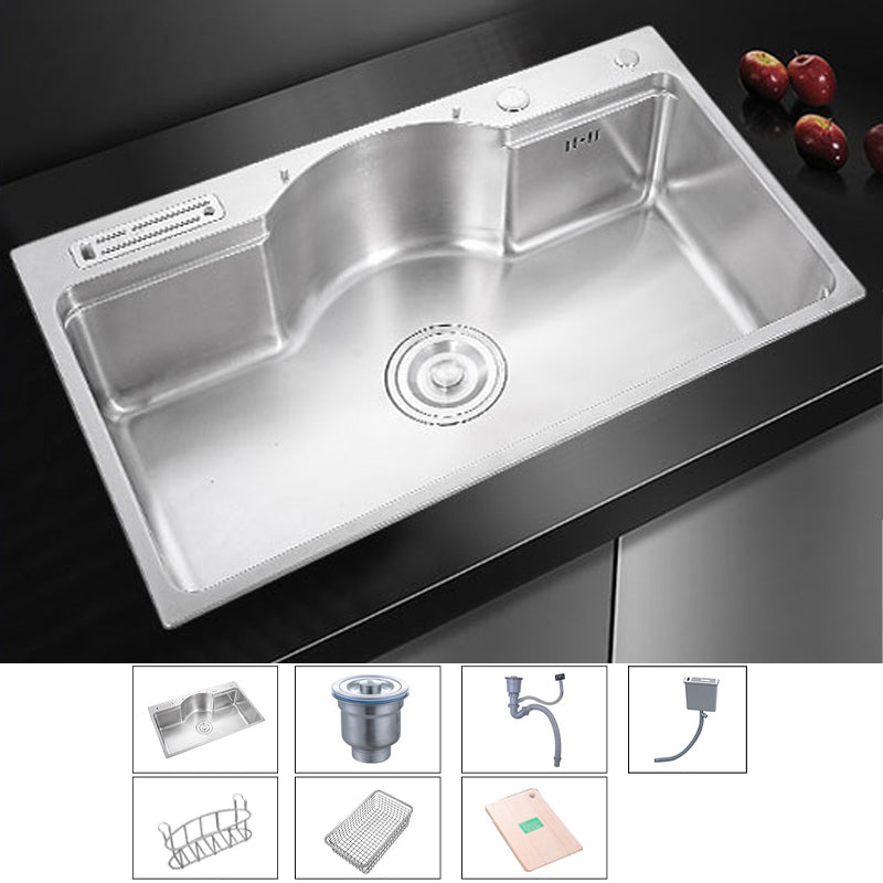 Stainless Steel 31" X 19" Kitchen Sink Single Bowl Drop-in Sink in Chrome and Black