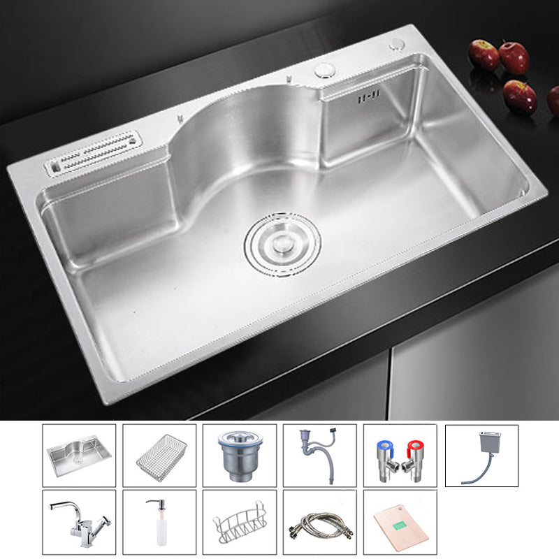 Stainless Steel 31" X 19" Kitchen Sink Single Bowl Drop-in Sink in Chrome and Black