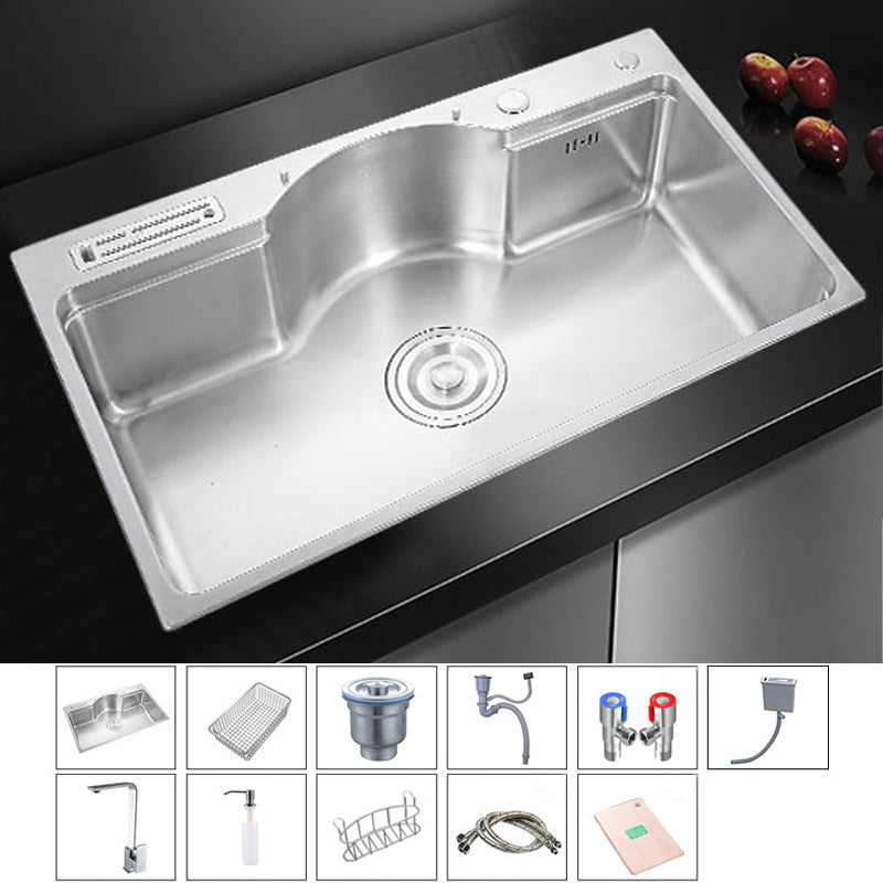 Stainless Steel 31" X 19" Kitchen Sink Single Bowl Drop-in Sink in Chrome and Black