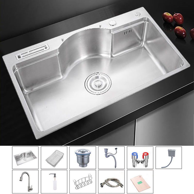 Stainless Steel 31" X 19" Kitchen Sink Single Bowl Drop-in Sink in Chrome and Black