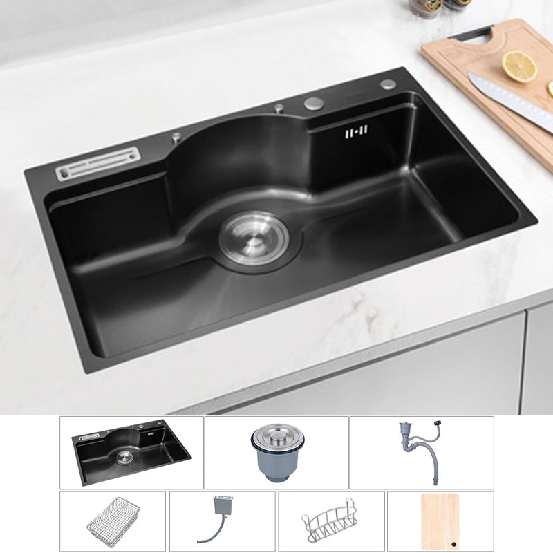 Stainless Steel 31" X 19" Kitchen Sink Single Bowl Drop-in Sink in Chrome and Black