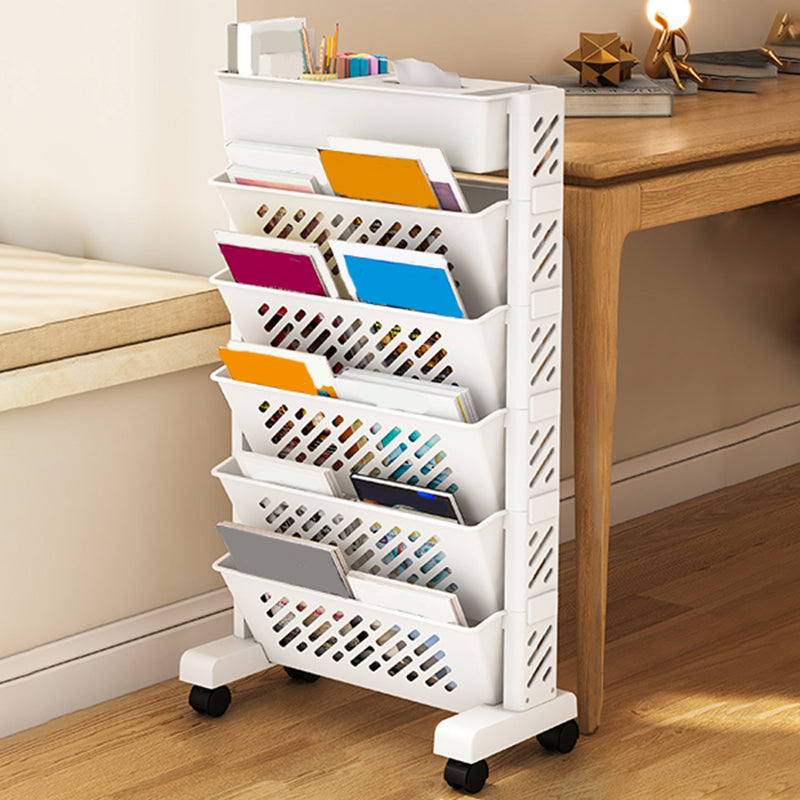 Contemporary Plastic Bookshelf White Geometric Shelf Bookcase for Study Room