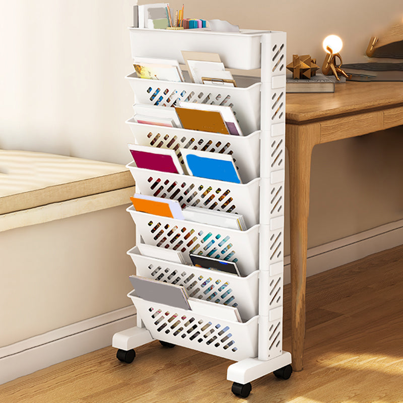 Contemporary Plastic Bookshelf White Geometric Shelf Bookcase for Study Room