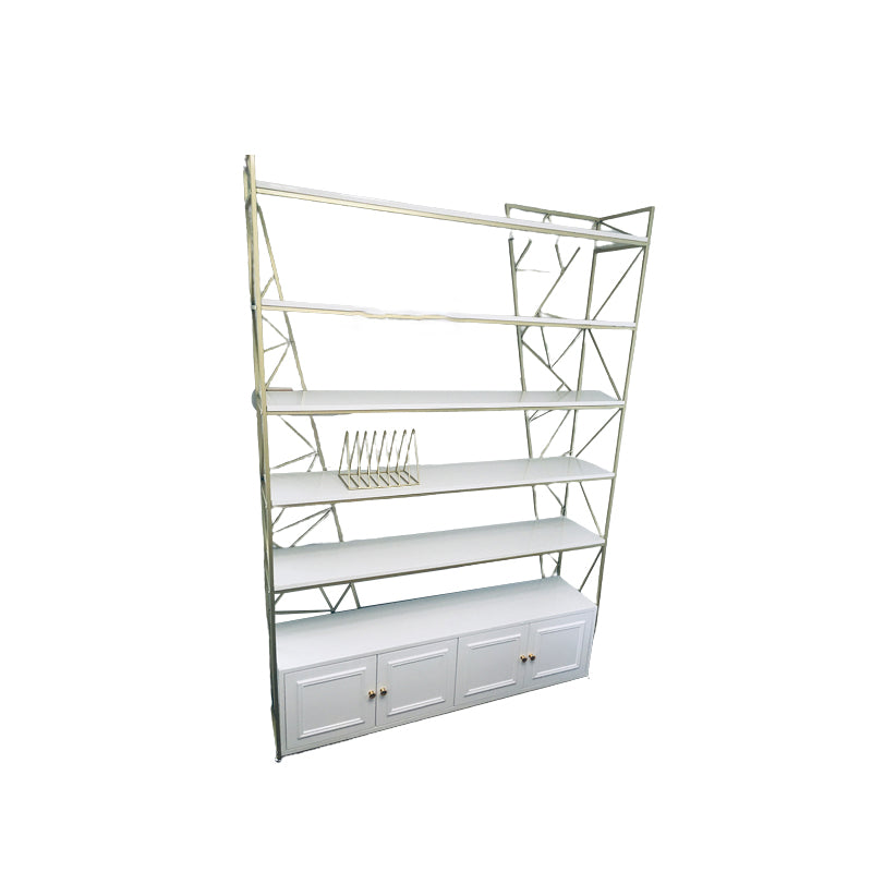 Metal White Bookcase Contemporary Open Back Shelf Bookcase for Bedroom