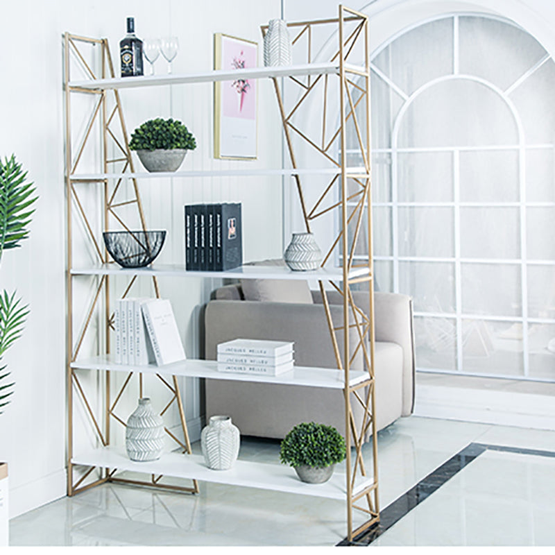 Metal White Bookcase Contemporary Open Back Shelf Bookcase for Bedroom