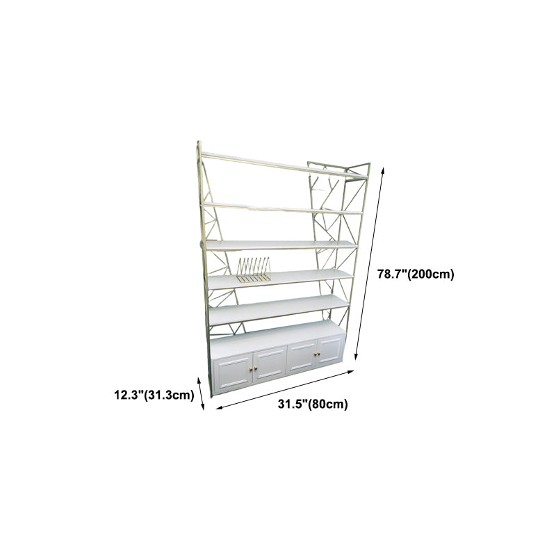 Metal White Bookcase Contemporary Open Back Shelf Bookcase for Bedroom