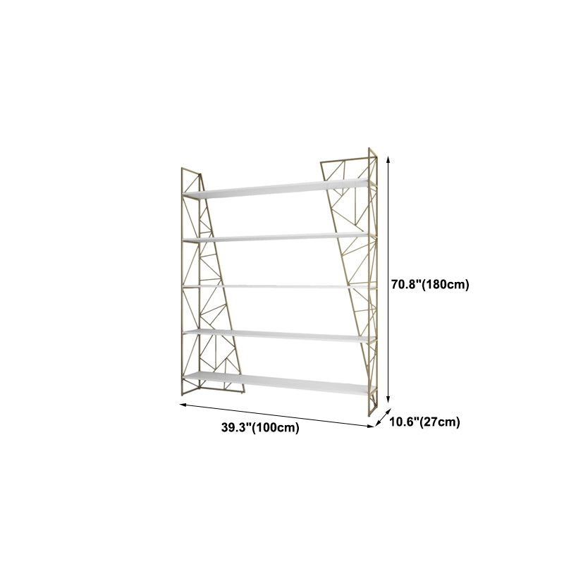 Metal White Bookcase Contemporary Open Back Shelf Bookcase for Bedroom