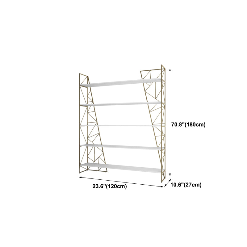 Metal White Bookcase Contemporary Open Back Shelf Bookcase for Bedroom