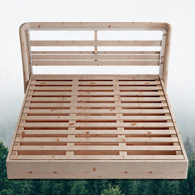 Modern Upholstered Headboard Bed Solid Wood Beveled Panel Bed