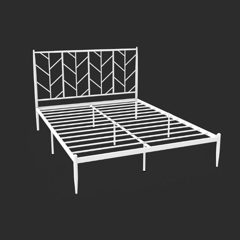 Scandinavian Iron Frame Bed with Open-Frame Headboard and Tall Clearance