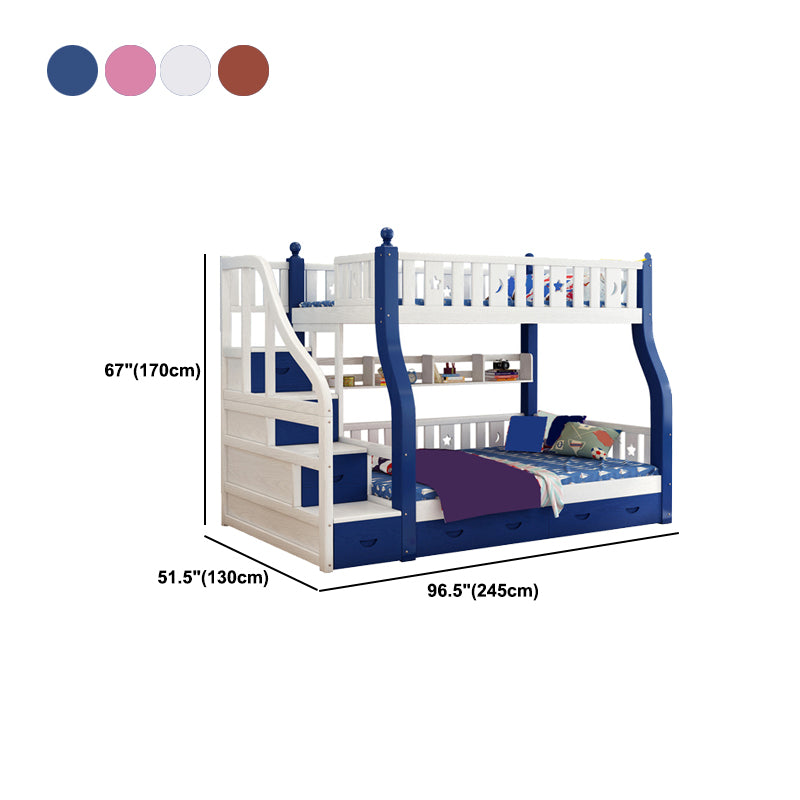 Contemporary Standard Bunk with Shelves and Drawers in Pine Wood