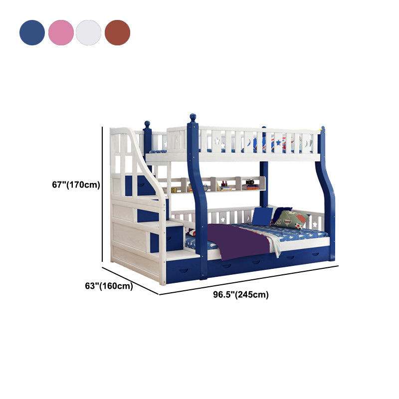 Contemporary Standard Bunk with Shelves and Drawers in Pine Wood