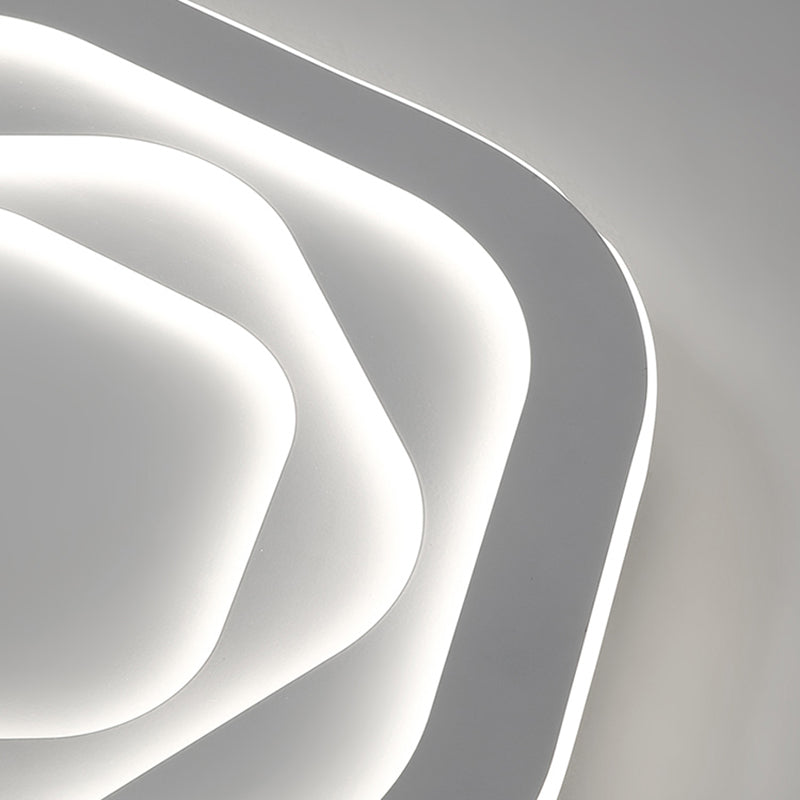 Modern LED Ceiling Flush Mount Matte White Iron and Acrylic Geometric Flush