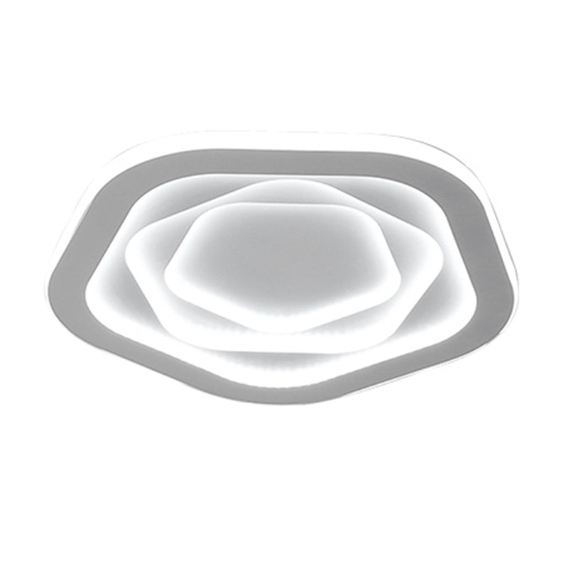 Modern LED Ceiling Flush Mount Matte White Iron and Acrylic Geometric Flush