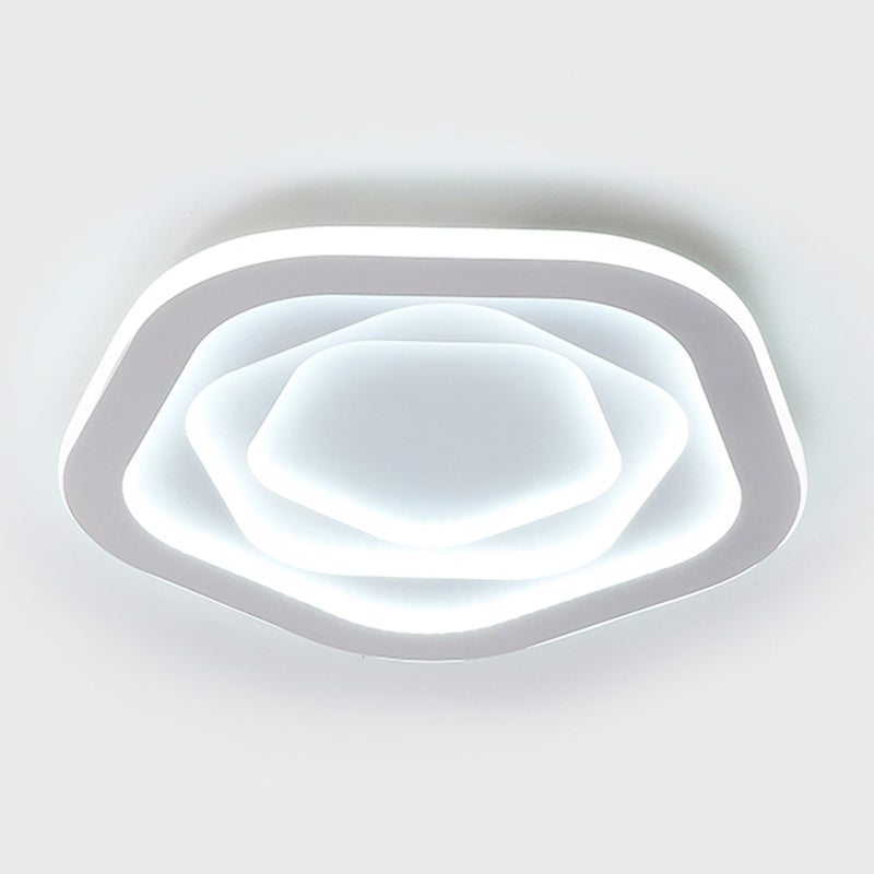 Modern LED Ceiling Flush Mount Matte White Iron and Acrylic Geometric Flush